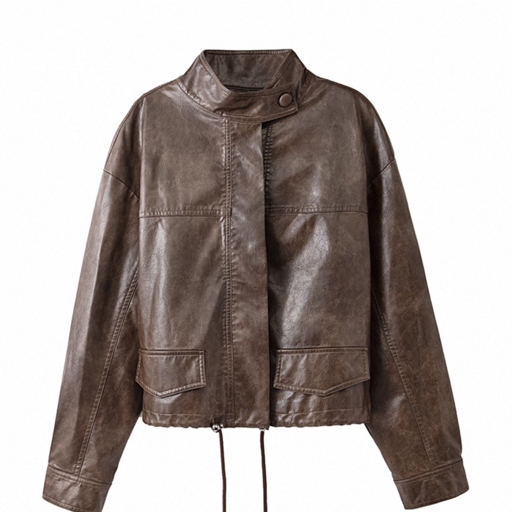 NWT - Dark Brown Faux Leather Jacket
